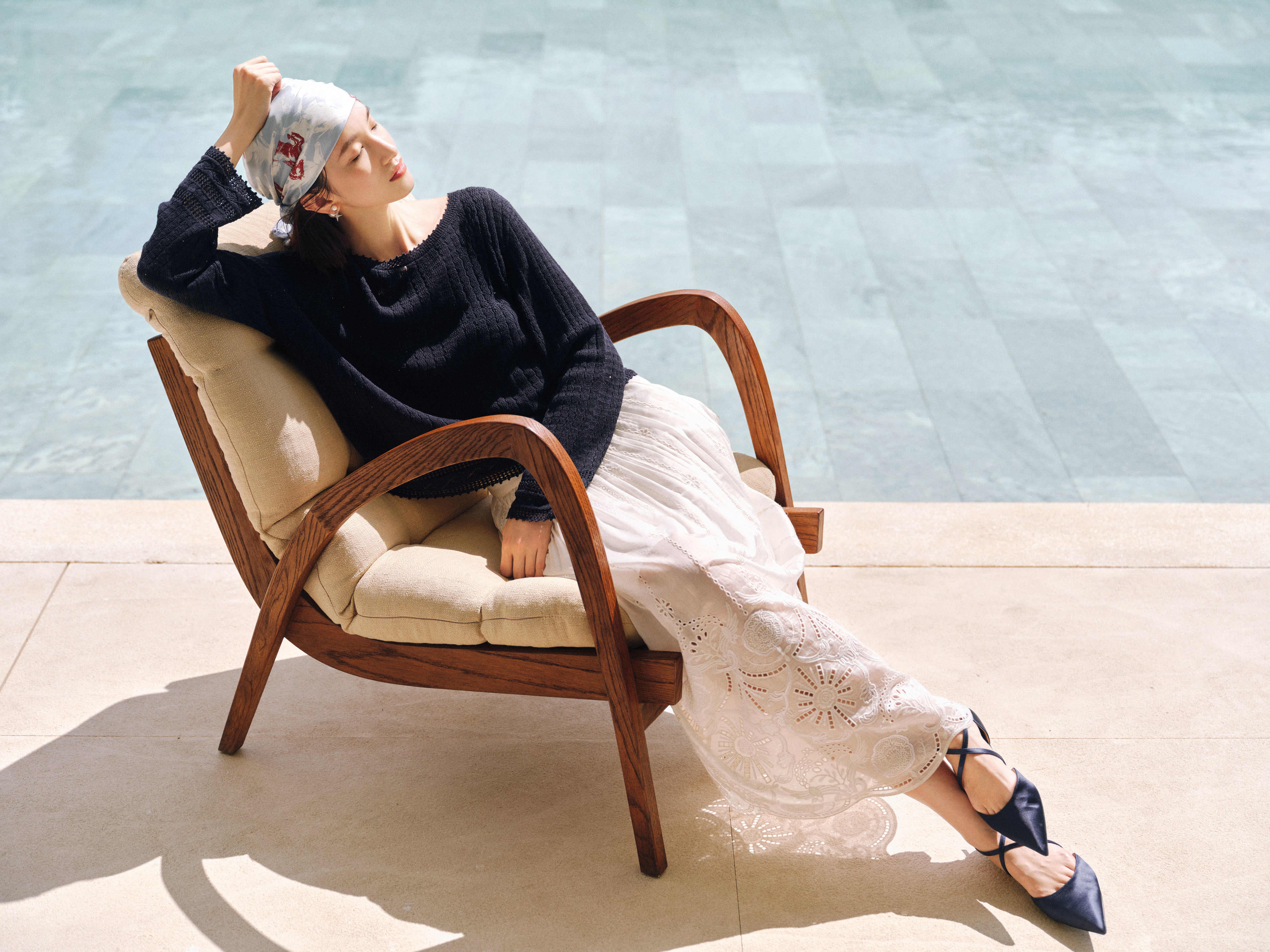 EP YAYING Silk Linen Blend Knit Top
