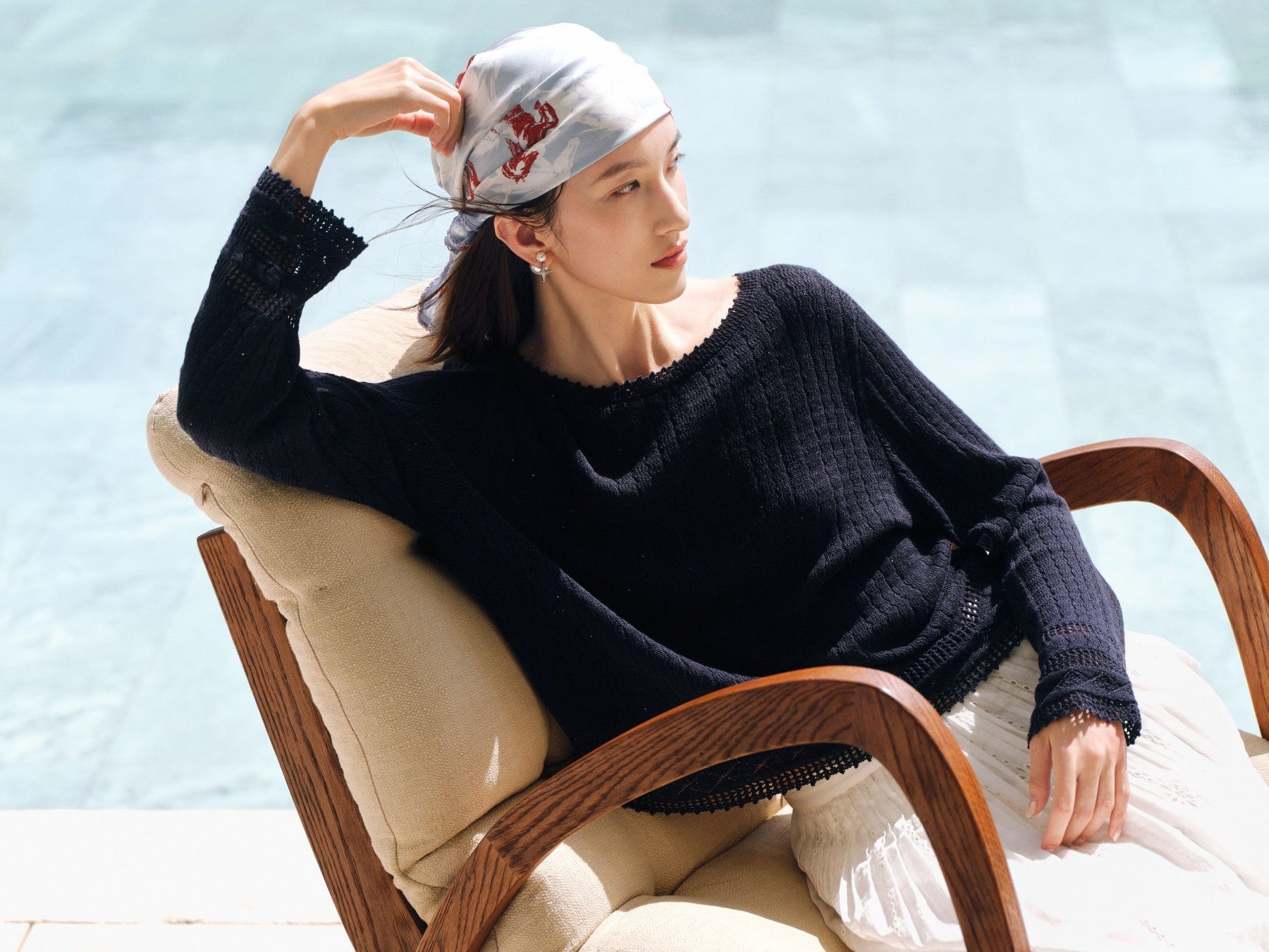 EP YAYING Silk Linen Blend Knit Top