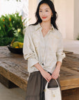 EP YAYING Linen Embroidered Button Shirt