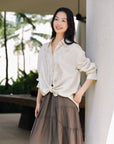 EP YAYING Linen Embroidered Button Shirt