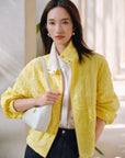 EP YAYING Linen Cropped Stand-Collar Jacket
