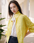 EP YAYING Linen Cropped Stand-Collar Jacket