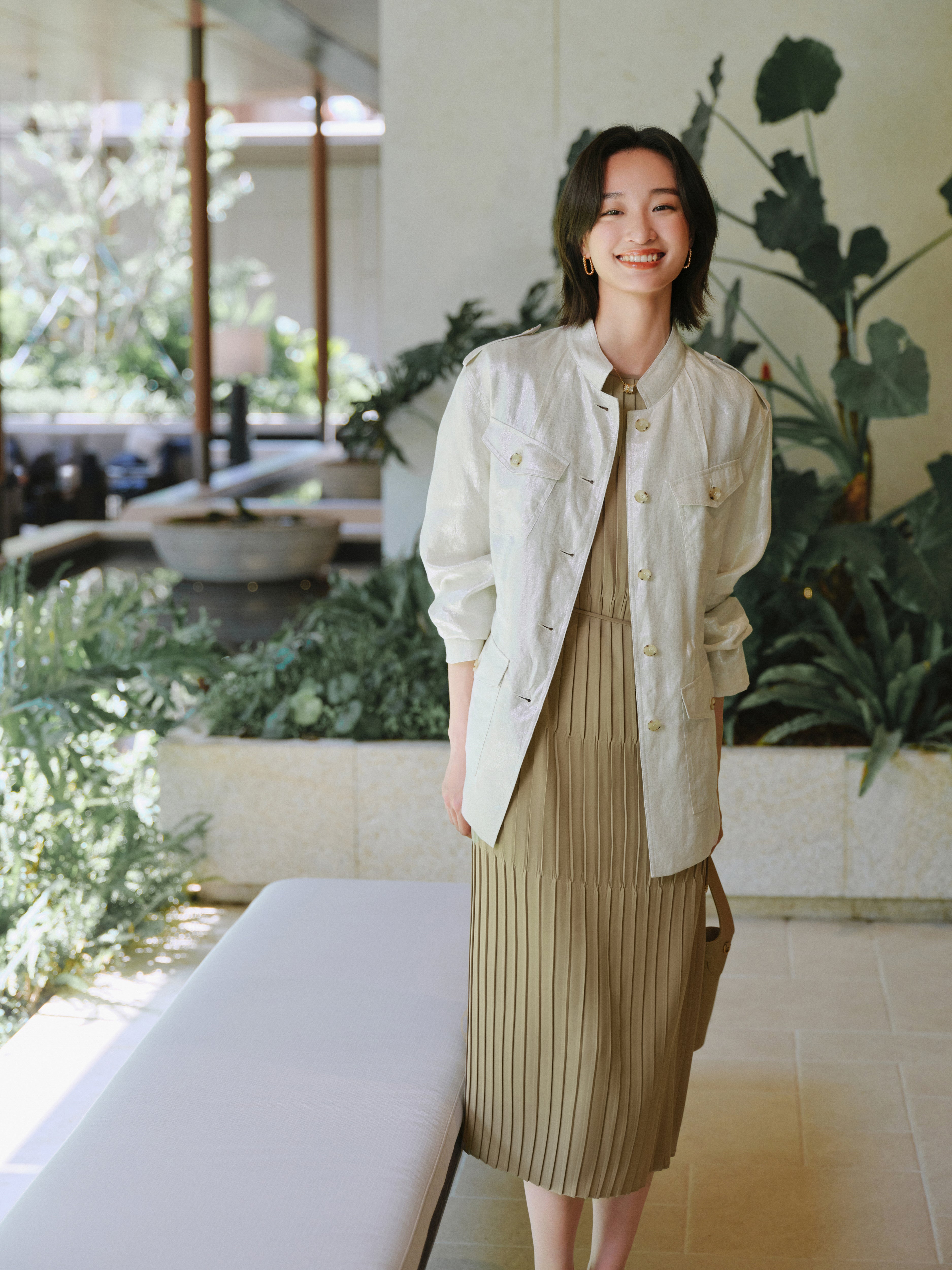 EP YAYING 100% Linen Stand-Collar Jacket