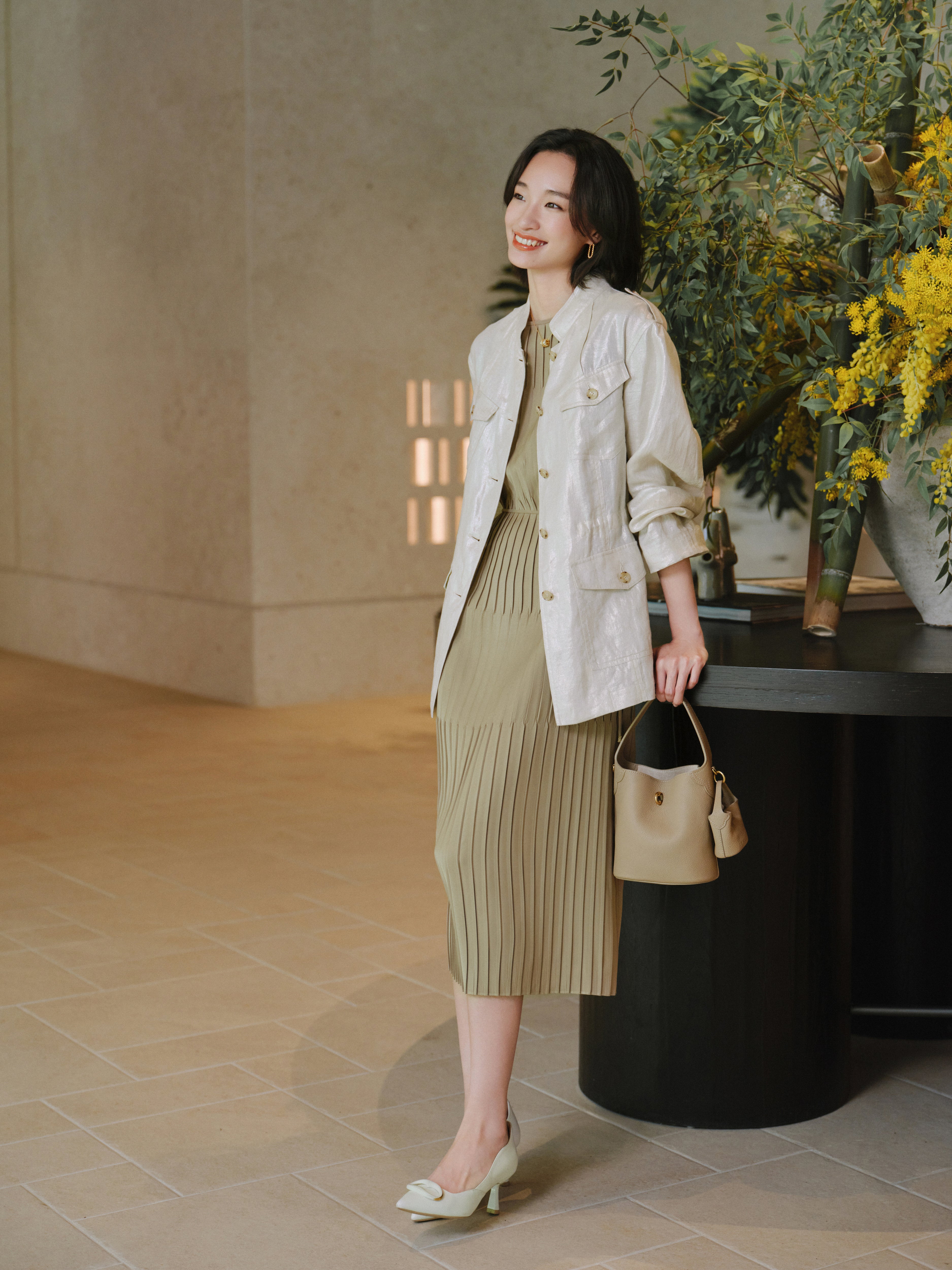 EP YAYING 100% Linen Stand-Collar Jacket