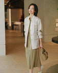 EP YAYING 100% Linen Stand-Collar Jacket