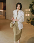 EP YAYING 100% Linen Stand-Collar Jacket