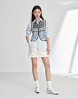 EP YAYING Cotton Silk Textured Sleeveless Waist-Cinching Vest