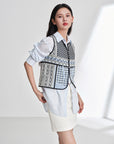 EP YAYING Cotton Silk Textured Sleeveless Waist-Cinching Vest