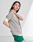EP YAYING Stretch Comfortable Embroidered Short Sleeve Top