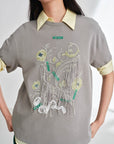 EP YAYING Stretch Comfortable Embroidered Short Sleeve Top