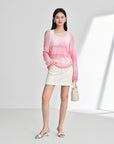 EP YAYING Gradient Knit Drawstring Waist Sweater Top