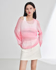 EP YAYING Gradient Knit Drawstring Waist Sweater Top