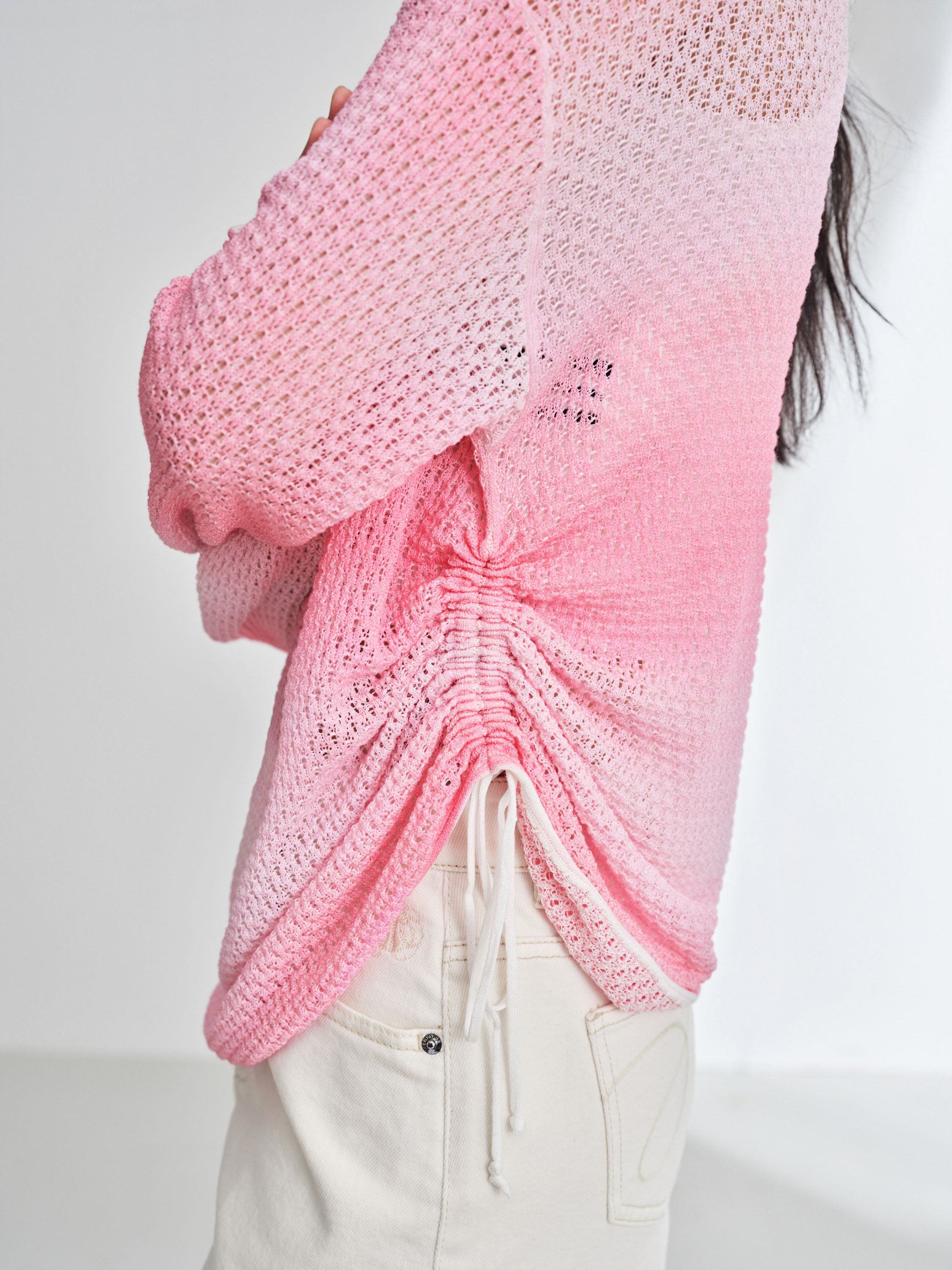 EP YAYING Gradient Knit Drawstring Waist Sweater Top