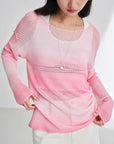 EP YAYING Gradient Knit Drawstring Waist Sweater Top