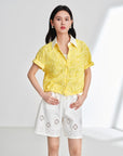 EP YAYING Linen Embroidered Blouse