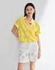 EP YAYING Linen Embroidered Blouse