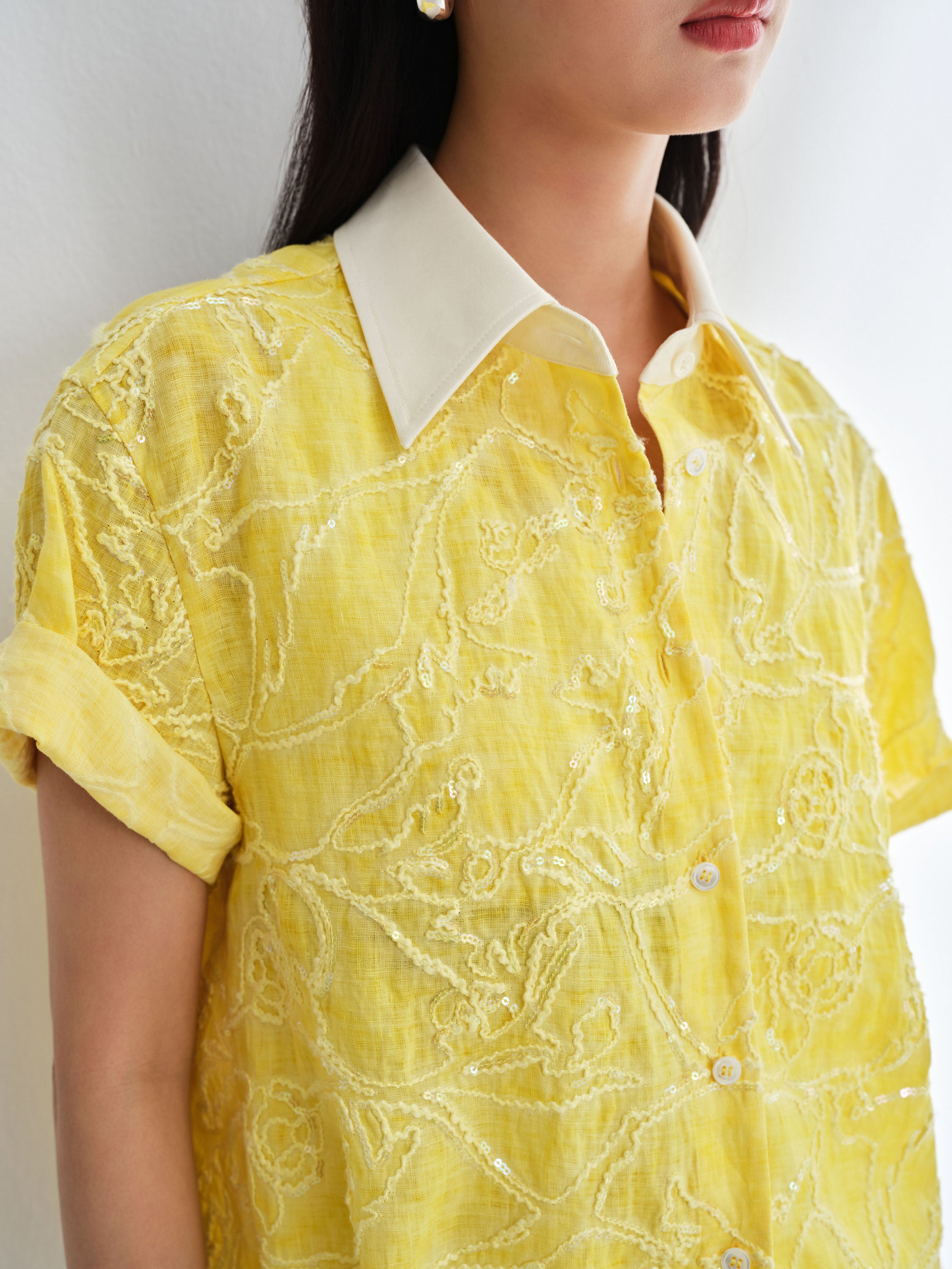 EP YAYING Linen Embroidered Blouse