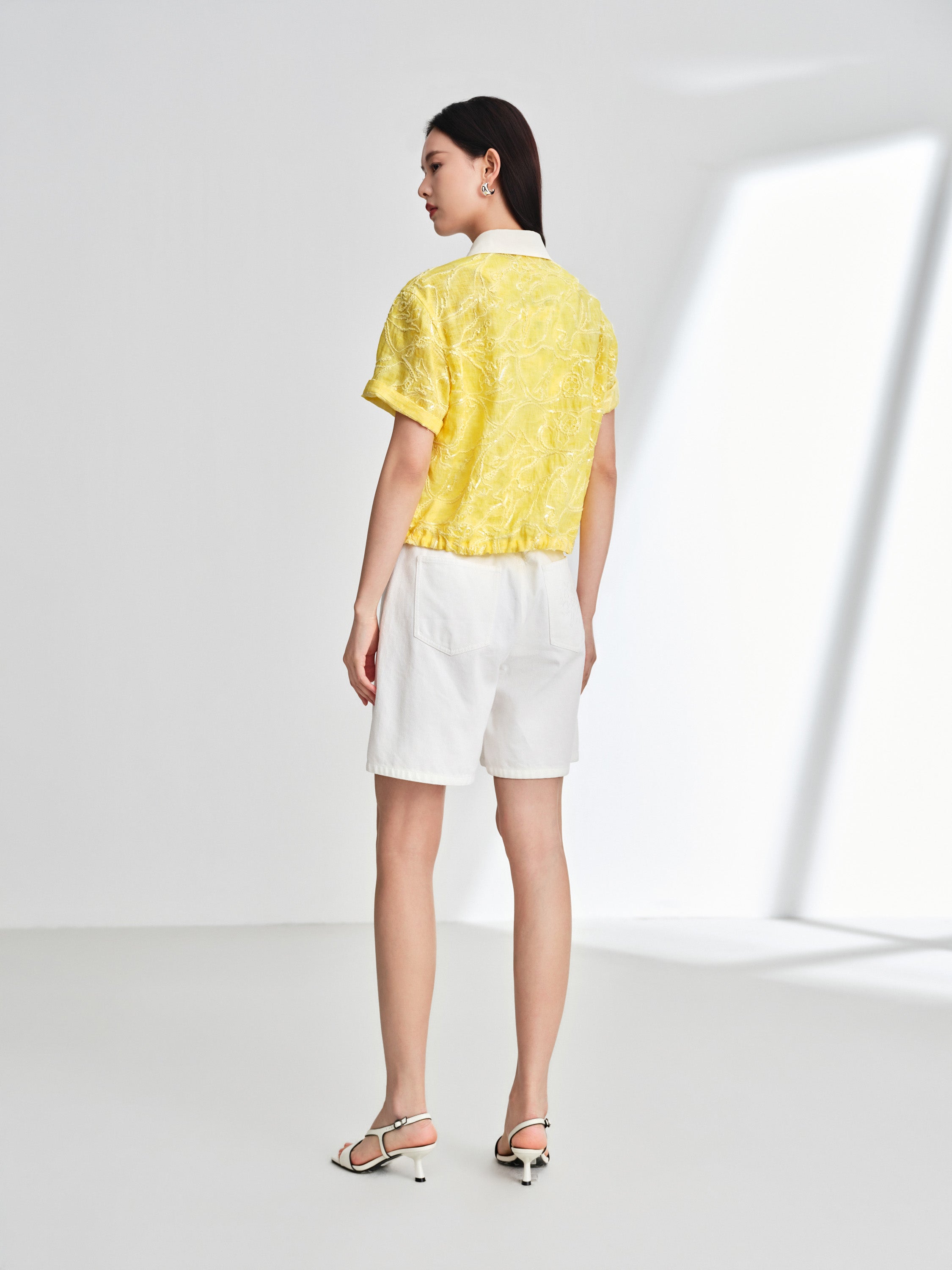 EP YAYING Linen Embroidered Blouse