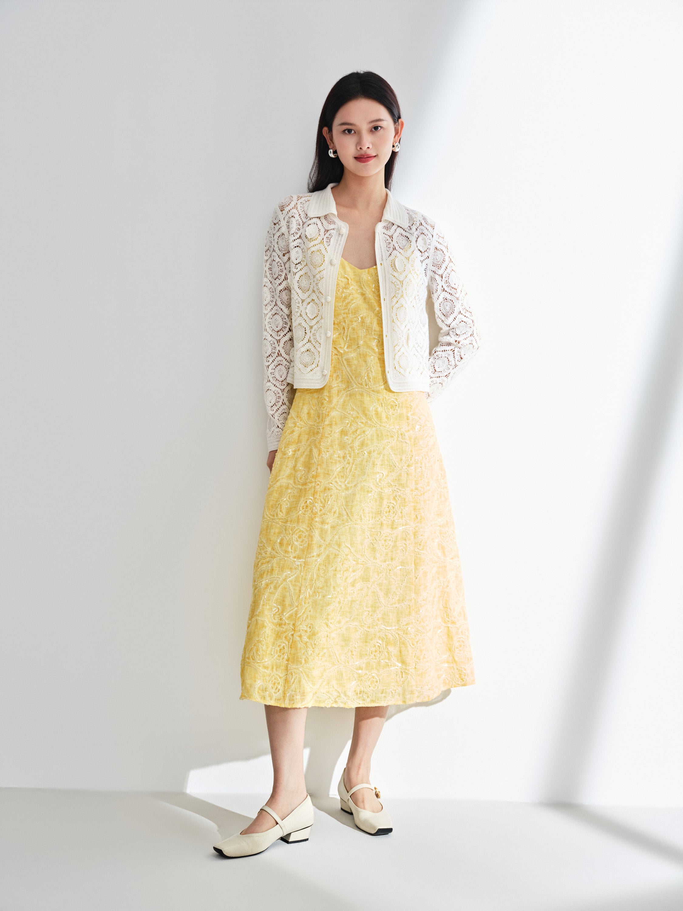 EP YAYING Linen Embroidered Maxi Dress
