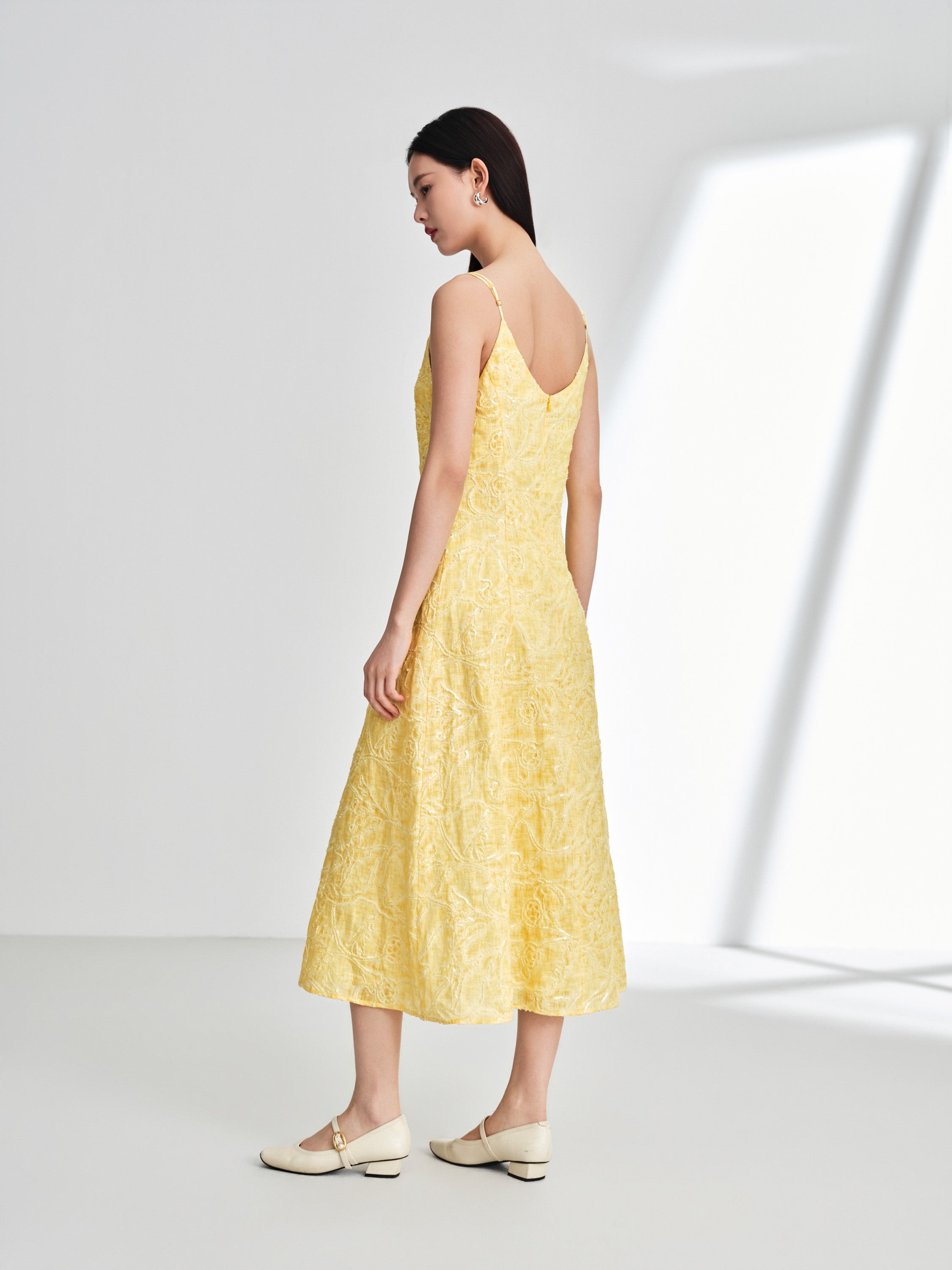 EP YAYING Linen Embroidered Maxi Dress