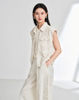 EP YAYING Linen Cropped Vest