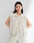 EP YAYING Linen Cropped Vest