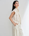 EP YAYING Linen Cropped Vest