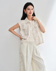 EP YAYING Linen Cropped Vest