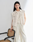 EP YAYING Linen Cropped Vest