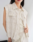 EP YAYING Linen Cropped Vest