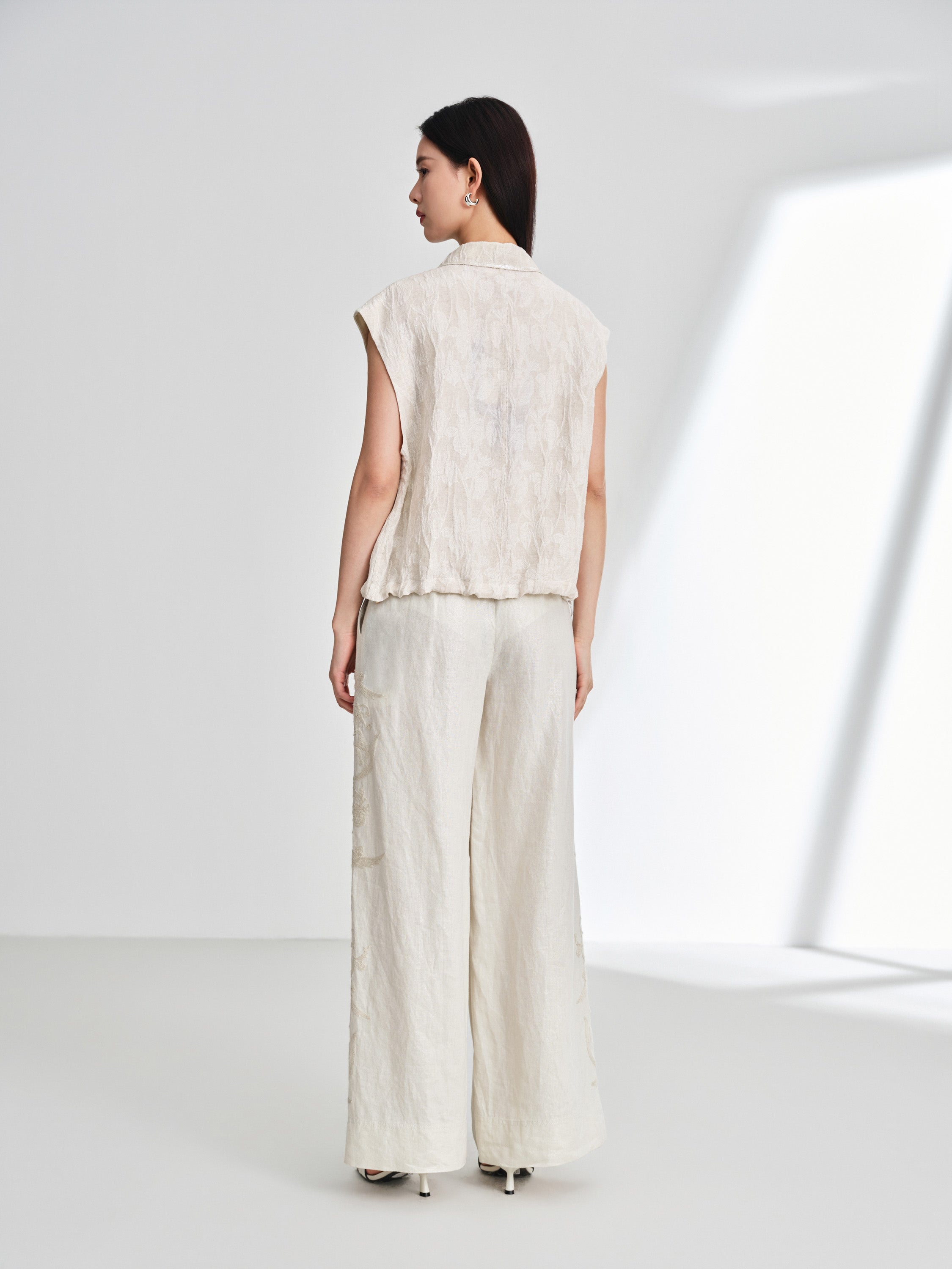 EP YAYING Linen Cropped Vest