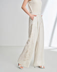 EP YAYING Imported Silver-Washed Linen High-Waist Relaxed Straight Pants