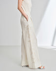 EP YAYING Imported Silver-Washed Linen High-Waist Relaxed Straight Pants