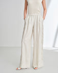 EP YAYING Imported Silver-Washed Linen High-Waist Relaxed Straight Pants