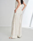 EP YAYING Imported Silver-Washed Linen High-Waist Relaxed Straight Pants