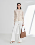 EP YAYING Cotton-Linen-Silk Blend Knit Pullover