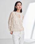 EP YAYING Cotton-Linen-Silk Blend Knit Pullover