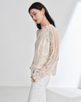 EP YAYING Cotton-Linen-Silk Blend Knit Pullover
