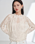 EP YAYING Cotton-Linen-Silk Blend Knit Pullover