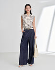 EP YAYING 100% Cotton V-Neck Floral Puff Sleeve Shirt