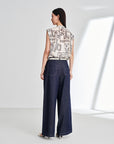 EP YAYING 100% Cotton V-Neck Floral Puff Sleeve Shirt