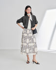 EP YAYING 100% Cotton Floral Print Midi A-Line Skirt