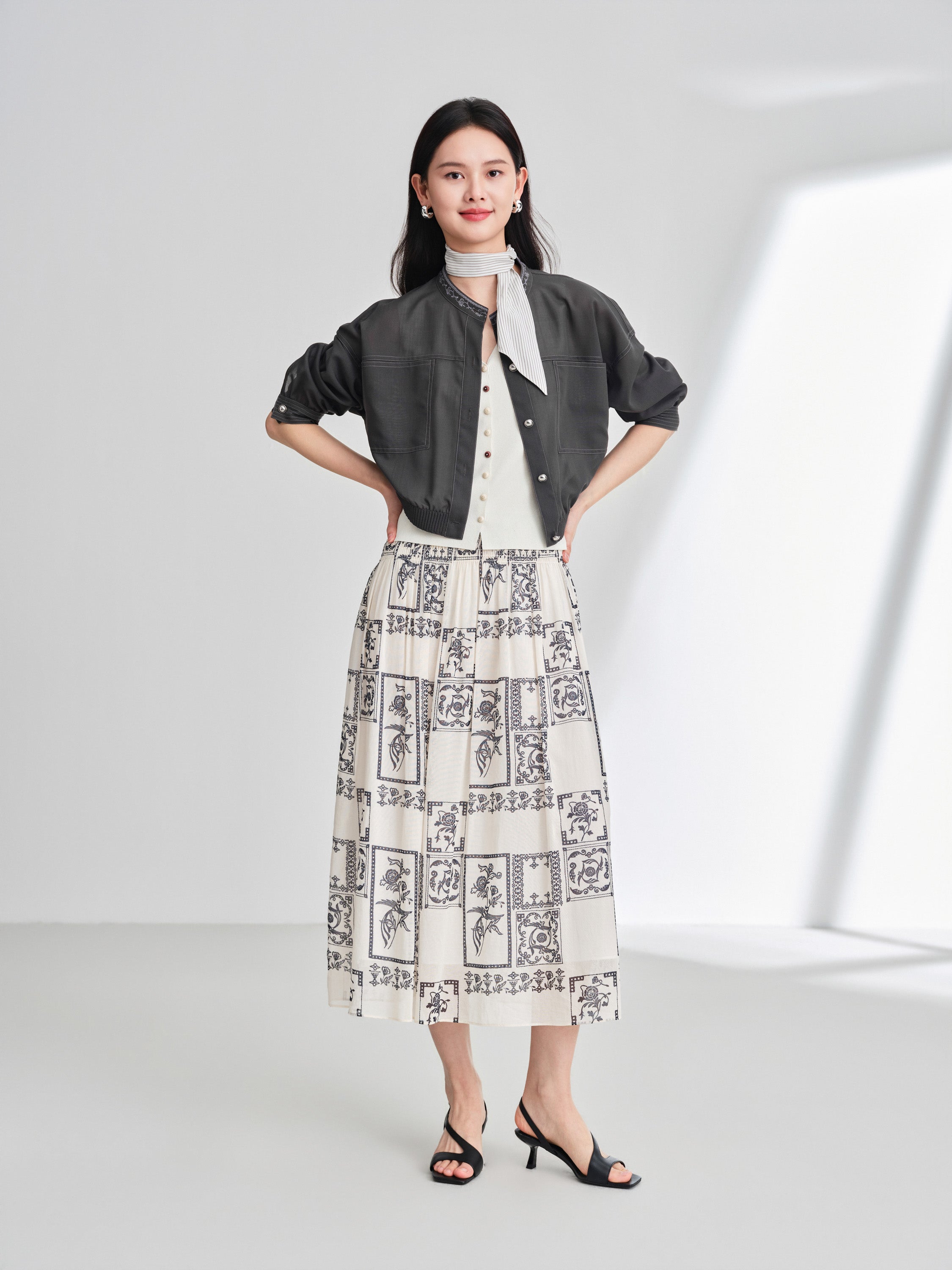 EP YAYING Black Wool Loose Fit Jacket