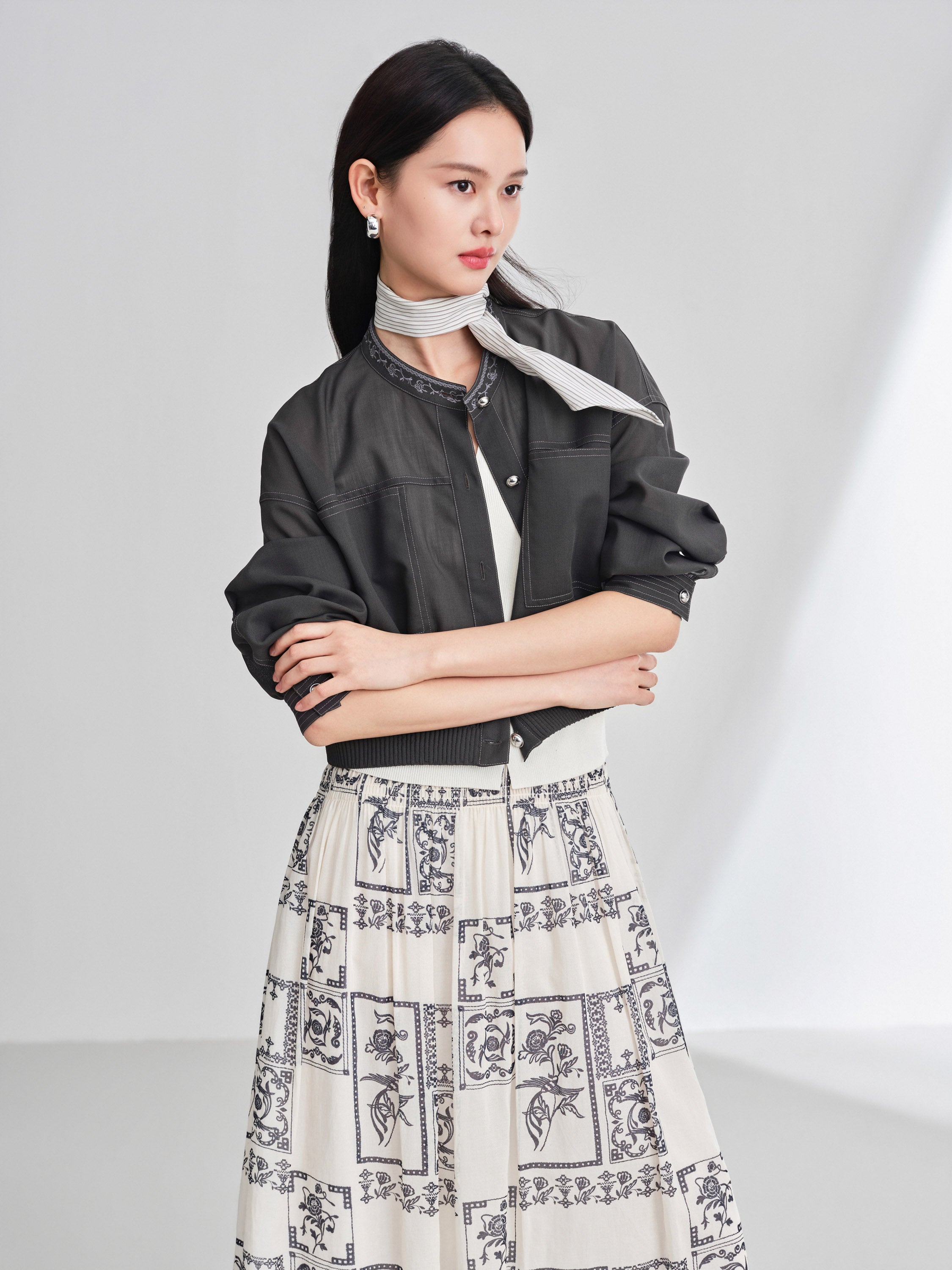 EP YAYING Black Wool Loose Fit Jacket