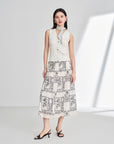 EP YAYING 100% Cotton Floral Print Midi A-Line Skirt