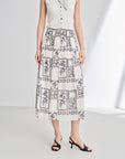 EP YAYING 100% Cotton Floral Print Midi A-Line Skirt