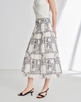 EP YAYING 100% Cotton Floral Print Midi A-Line Skirt
