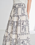 EP YAYING 100% Cotton Floral Print Midi A-Line Skirt