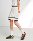 EP YAYING Sporty Contrast Stripe Pleated Mini Skirt