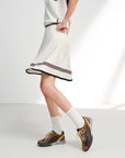 EP YAYING Sporty Contrast Stripe Pleated Mini Skirt